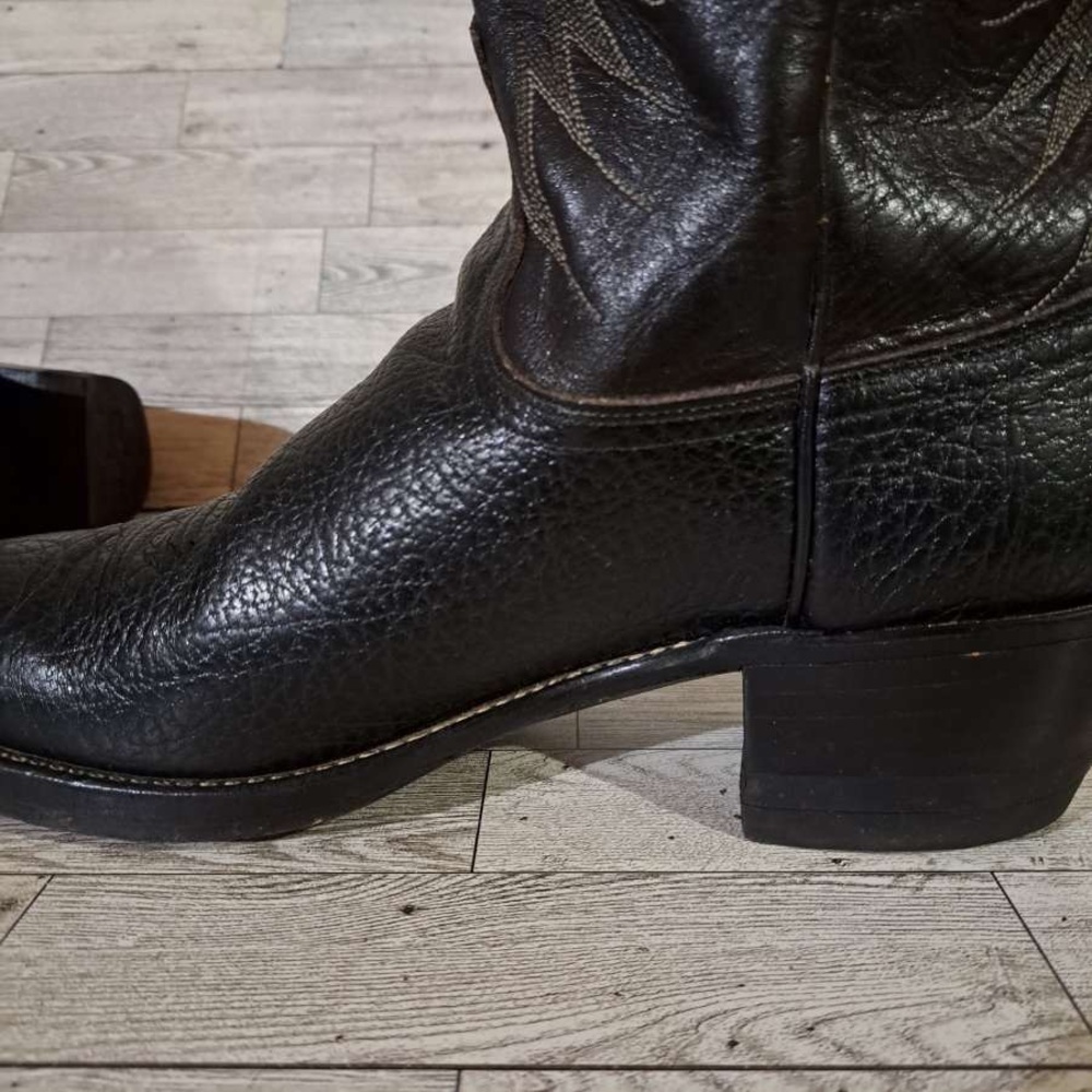 Men's Dan Post Milwaukee Western Black Leather Rodeo Cowboy Boots Size 14 - Picture 9 of 10